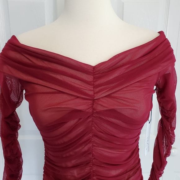 NEW Ryse The Label Ruched Tulle Bateau Midi Dress - Picture 2 of 8